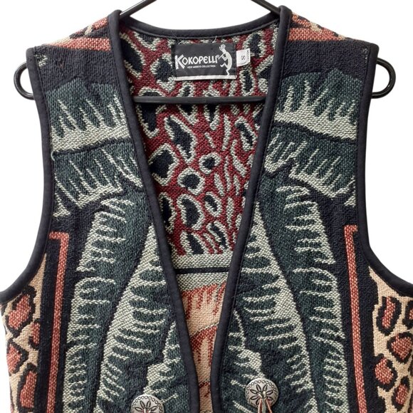 Kokopelli Sleeveless Vest Southwestern Aztec Pattern Women’s Small Multicolor - Picture 3 of 6